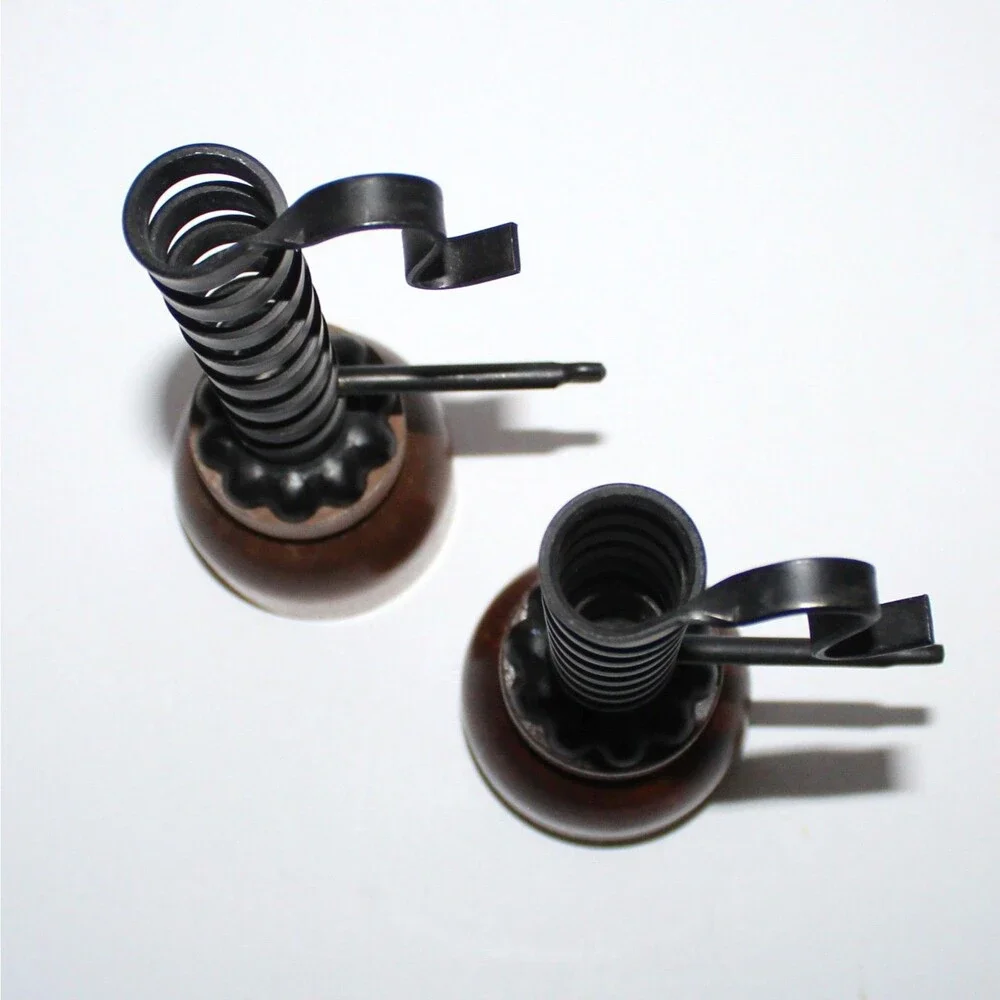 Vintage Iron And Wood Pair Of Two Matching Courting Candle Holders